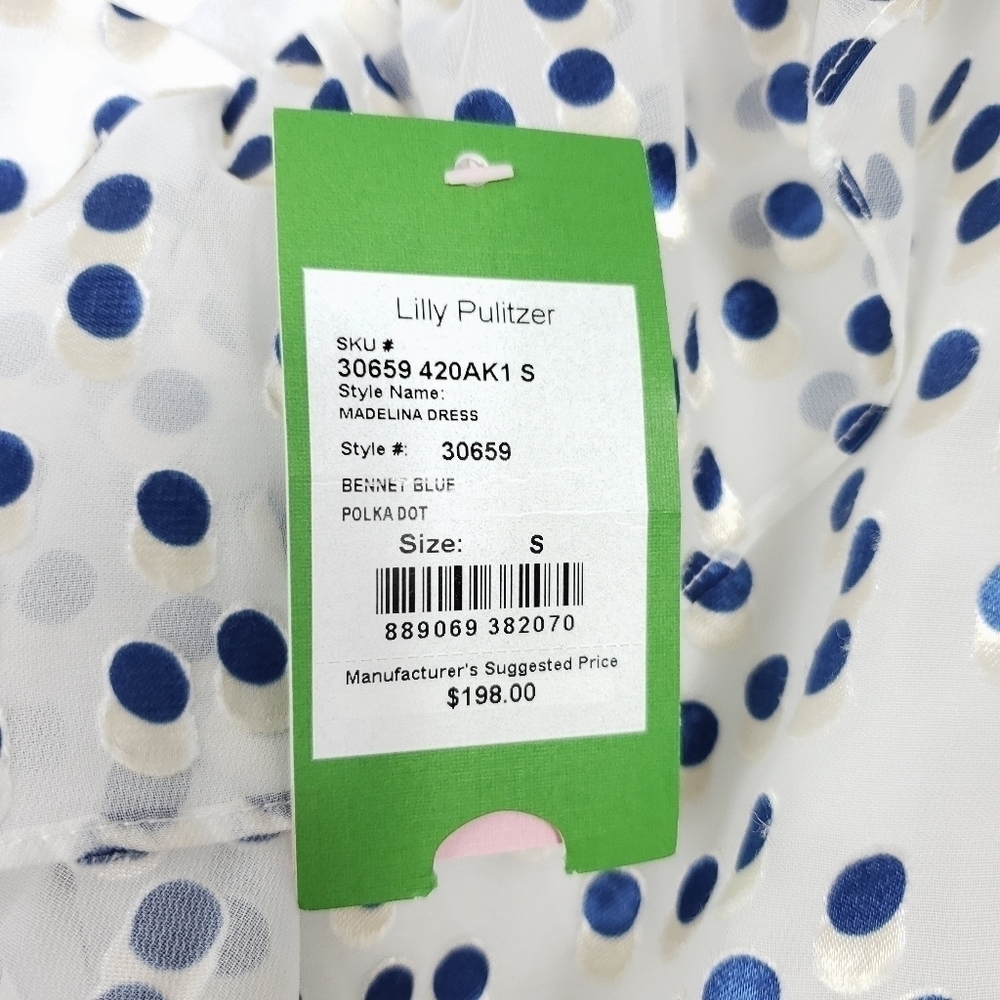 Lilly Pulitzer Madelina dress Bennet blue polkadot size small new with tags - Picture 12 of 13